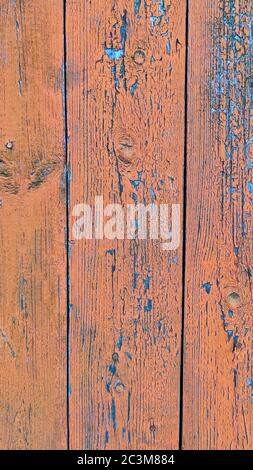 Hintergrund aus orange Farbe alten Holzbrettern. Naturholzkulisse Stockfoto