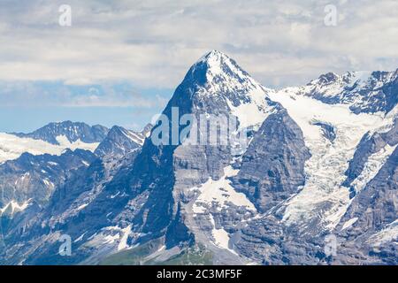 Herrliche Aussicht auf Eiger von der Aussichtsplattform auf dem Schilthorn auf dem Berner Oberland, Kanton Bern, Schweiz Stockfoto