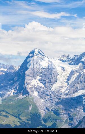 Herrliche Aussicht auf Eiger von der Aussichtsplattform auf dem Schilthorn auf dem Berner Oberland, Kanton Bern, Schweiz Stockfoto