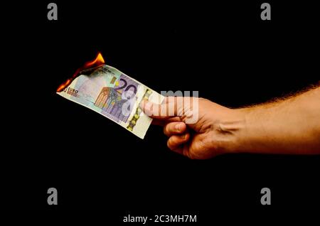 Europäische Euro Banknote Geld Währung und Rechten Stockfoto