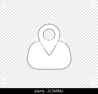 Position, Kartenmarkierungssymbol graue flache Vektordarstellung auf isoliertem Hintergrund. Suchen und Erstellen einer Route, Karte der Gegend Stock Vektor