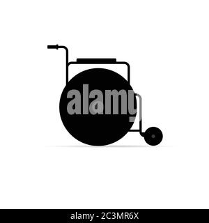Rollstuhl Objekt Symbol in schwarz Vektor auf weißem Hintergrund Stock Vektor