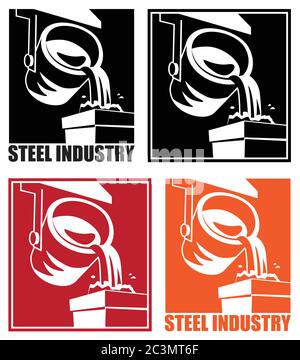 Stilisierte Vektordarstellung zum Thema Stahlindustrie und Schwerindustrie Stock Vektor