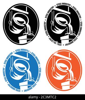 Stilisierte Vektordarstellung zum Thema Stahlindustrie und Schwerindustrie Stock Vektor