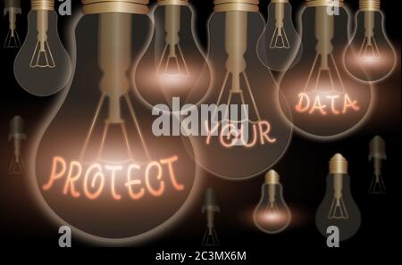 Handgeschrittztes Text Schützen Sie Ihre Daten. Konzeptionelle Foto Cyber-Sicherheit schützen und schützen digitale Informationen vor Verlust oder Betrug Stockfoto