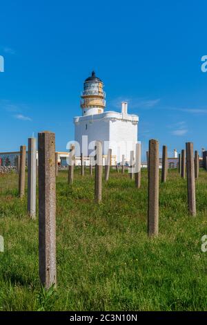 15. Juni 2020. Fraserburgh, Aberdeenshire, Schottland, Großbritannien. Dies ist das Leuchthaus, das Fraserburgh Harbour Gebiet in Aberdeenshire, Schottland auf einem sonnigen bedeckt Stockfoto