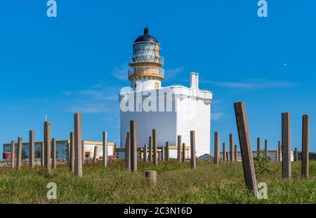 15. Juni 2020. Fraserburgh, Aberdeenshire, Schottland, Großbritannien. Dies ist das Leuchthaus, das Fraserburgh Harbour Gebiet in Aberdeenshire, Schottland auf einem sonnigen bedeckt Stockfoto