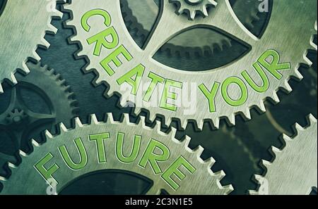 Schreiben Sie eine Notiz mit der Option Create Your Future. Geschäftskonzept für Wissen, was Sie wollen und Bereitschaft zu tun, um zu erreichen Stockfoto