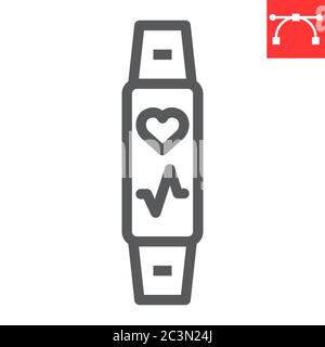 Fitness Tracker Line Icon, Fitness und Sport, Fitness Band Zeichen Vektor Grafik, editierbare Strich lineare Symbol, eps 10. Stock Vektor