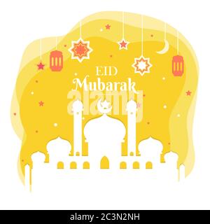 Eid mubarak Grußkarte, Poster flache Illustration Vektor, editierbar Stock Vektor