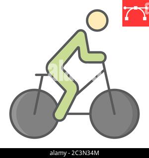 Radfahren Farbe Linie Symbol, Fitness und Fahrrad, Fahrrad Zeichen Vektor-Grafiken, editierbare Kontur bunte lineare Symbol, eps 10. Stock Vektor