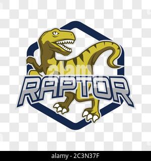 raptor Dinosaurier isoliert auf transparentem Hintergrund. vektor-Illustration Stock Vektor