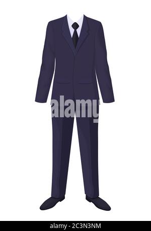 Stilvoller Anzug mit Krawatte. Modische Herren Business Bekleidung dunkle Elite Textilien. Stock Vektor
