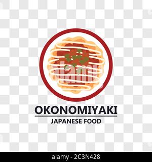 Okonomiyaki japanische Lebensmittel-Symbol isoliert auf transparentem Hintergrund. vektor-Illustration Stock Vektor