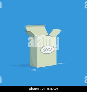 Packung Backpulver isometrisch. Weißes alkalisches Pulver für den Einsatz Kochen von hochwertigen organischen Reinigungsmittel. Stock Vektor