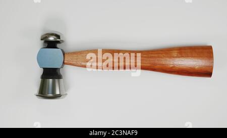 Hammer mit Holzgriff 3D gerenderte Illustration isoliert auf weißem Hintergrund. Stockfoto