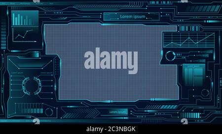 HUD Tech Interface Zukunft. Futuristische virtuelle Callouts Gitter zeigen grüne ui. Stock Vektor
