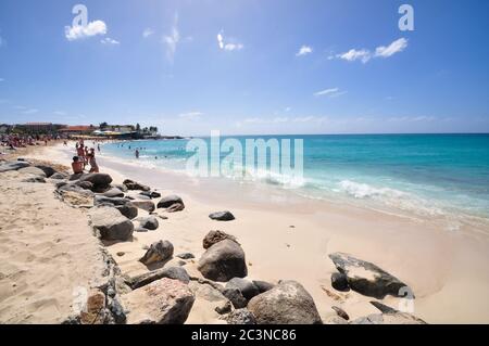 Strand von Maho in Sint Maarten Stockfoto