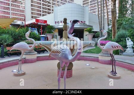 LAS VEGAS, NV-6 JUN 2020- das Flamingo Hotel am Las Vegas Strip wurde 1946 vom berühmten Gangster Bugsy Siegel eröffnet. Stockfoto