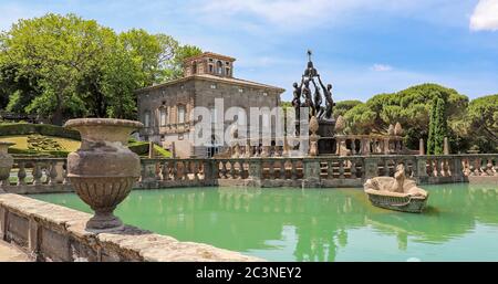 3. Juni 2018 - Bagnaia, Latium, Italien - Villa Lante ist ein Manierist Garten der Überraschung in der Nähe Viterbo, Mittelitalien, zugeschrieben Jacopo Barozzi da Vign Stockfoto