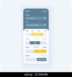 Bus Zeitplan App Smartphone-Schnittstelle Vektor-Vorlage Stock Vektor