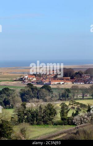 cley und norfolk Küste von oben gesehen blakeney Kirche, norfolk england Stockfoto