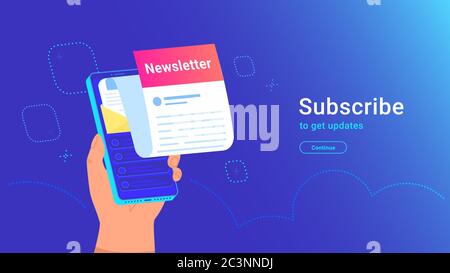 Newsletter Anmeldung online in der mobilen App Stock Vektor
