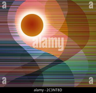 Orangefarbener Sonnenaufgang. Digitale abstrakte Kunst Stockfoto