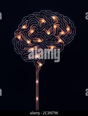 Gehirn geformtes Labyrinth. Konzeptuelles Bild von Wissenschaft und Medizin. 3D-Illustration. Stockfoto