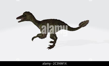 3D-Rendering eines computergenerierten Troodon-Dinosauriers isoliert auf einem Weißer Hintergrund Stockfoto