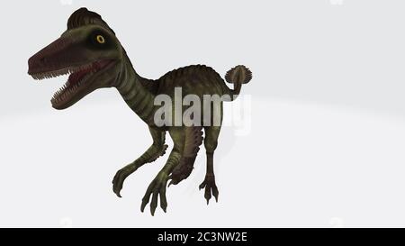 3D-Rendering eines computergenerierten Troodon-Dinosauriers isoliert auf einem Weißer Hintergrund Stockfoto