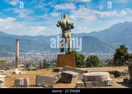 Pompeji Stadt zerstört in 79BC durch den Ausbruch des Vulkans Vesuv, Italien in einem schönen Sommertag Stockfoto