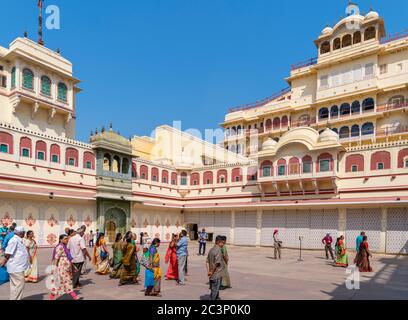 Der Stadtpalast, Altstadt, Jaipur, Rajasthan, Indien Stockfoto