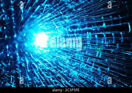 Nahaufnahme des 3d-Renderings des blauen Tunnels Stockfoto
