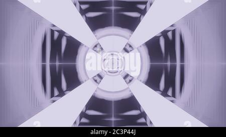 3D-Darstellung einer abstrakten Illusion von geometrischem Weiß und Graue Formen Stockfoto
