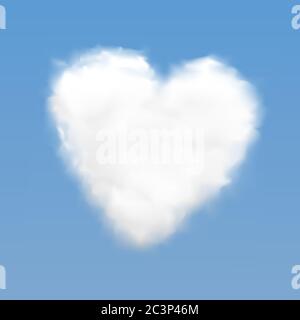 Realistische weiße Wolke fliegen auf blauem Himmel Hintergrund Stock Vektor