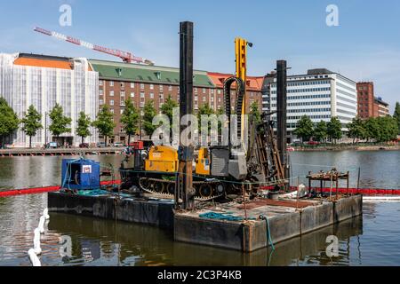 Pile-Fahndschiff in Kaisaniemi Bay, Helsinki, Finnland Stockfoto