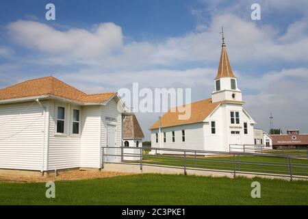 Ridgeway lutherischen Kirche, Wiese Outpost Park, Dickinson, North Dakota, USA Stockfoto