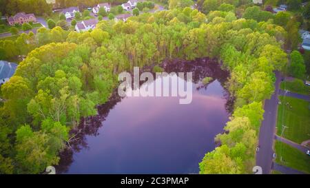 Luftaufnahme eines Sees in der Nähe von Manchester Connecticut USA Stockfoto