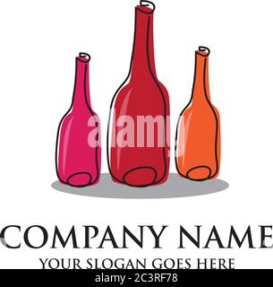 Bar und restaurant logo Inspiration, 3 Flasche Logo Design Stock Vektor