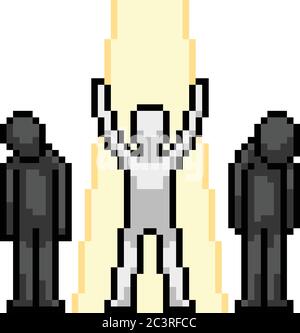 vektor Pixel Art Gewinner isoliert Cartoon Stock Vektor