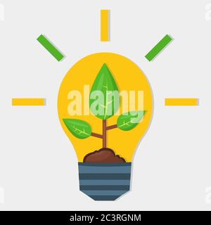 Lampe mit Pflanze innen für Recycling Energie Konzept Vektor Illustration Stock Vektor