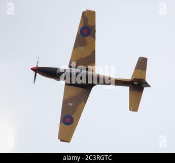 ZF239, eine Shorts Tucano T1, die von der Royal Air Force im Tucano Display Team im East Fortune 2013 betrieben wird. Stockfoto