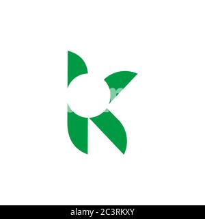 Buchstabe k grünes Blatt abstrakt Kreis geschnitten Design Logo Vektor Stock Vektor