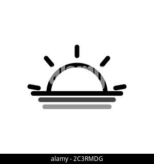 Sonnenuntergang und Sonnenaufgang Linie Symbol. Design Vorlage Vektor Stock Vektor