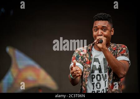 Kolumbianische Hip Hop Band, Zalama Crew perfrom auf dem jährlichen Tattoo Music Fest in Bogota, Kolumbien. Das Tattoo Music Fest ist ein Event, das Popula sammelt Stockfoto