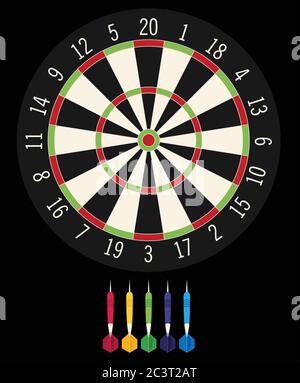 Spiel Illustration mit Darts in flachem Design Stil. Stock Vektor