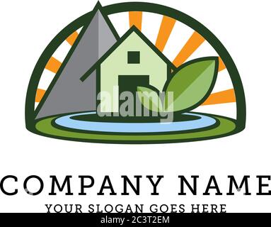 Natur Landschaft und Umwelt Logo, Eco Green freundlich leben kreative Idee Konzept. Vektorgrafik. Stock Vektor