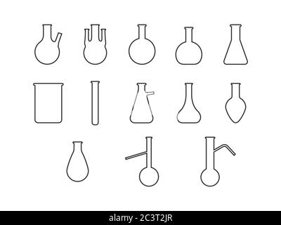 Kolben, Laborsymbol. Vektorgrafik, flache Ausführung. Stock Vektor