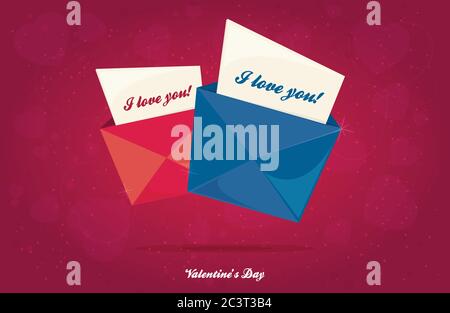 Valentinstag Wohnung. Rosa Hintergrund. Vektorgrafik Stock Vektor